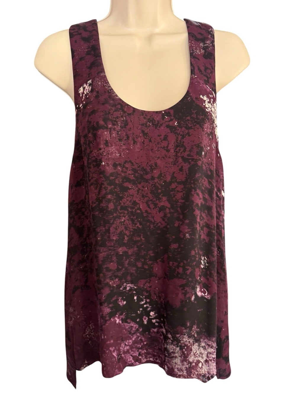 Rag & Bone silk racerback tank top medium galazy print purple and black